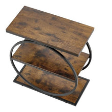 Rustic Brown 3-Tier Nightstand Side Table