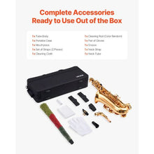 E Flat Alto Saxophone, 23-Key Brass Beginner Kit with Carrying Case (Gold)