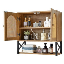 Bathroom Wall Cabinet with 2 Doors Adjustable Shelf Over-the-Toilet Storage Wall-Mounted Organizer for Laundry Kitchen Restroom