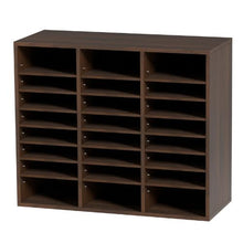 24-Compartment Literature Organizer with Adjustable Shelves Wood Mailbox Sorter EPA Certified (Brown)