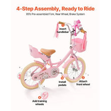 16-Inch Princess Kids Bike for Girls Pink Children’s Bicycle with Basket Streamers Doll Seat & Training Wheels