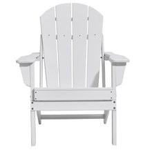 Plastic Adirondack Chairs with Cup Holder Folding All-Weather Outdoor Chairs (White) (Set of 2)