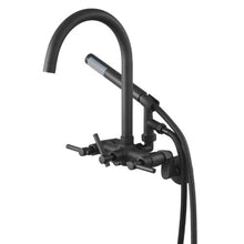 Clawfoot Tub Faucet Wall-Mount Bathtub Filler with Handheld Shower Matte Black Adjustable Arms & Gooseneck Spout