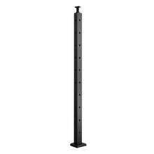 36" Black Stainless Steel Corner Rail Post with L-Shaped Cable Holes