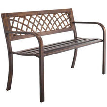 46-Inch Outdoor Bench Carbon Steel Frame with PVC Mesh Backrest – Weatherproof for Patio Garden Park Yard Front Porch Antique Bronze