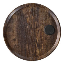 2-Tier Round End Table with Charging Station, Brown