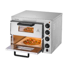 14" Commercial Countertop Pizza Oven Double Deck Stainless Steel Electric Oven with Stone for Restaurant & Home Baking