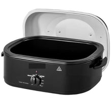 18QT Electric Roaster Oven, 1450W Metal Self-Basting Lid Defrost & Warm Functions Removable Pan & Rack (Black)