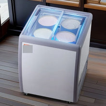5.6 cu.ft Commercial Ice Cream Display Case 2 Sliding Glass Doors Locking Casters White