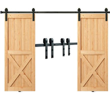 8FT Sliding Barn Door Hardware Kit 330LB Heavy Duty Double Door Track Smooth & Silent J-Shape Rollers Fits 1.3"-1.8" Thick Doors