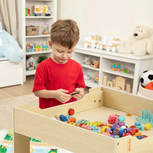 Kids Wooden Table and Chairs with Fabric Storage