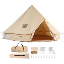 7m Canvas Bell Tent – 4 Season Yurt Tent with Stove Jack for 12 Person Camping