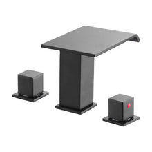 Roman Tub Faucet 3-Hole Waterfall Bathtub Faucet 2 Handles Deck Mount Drip-Free (Matte Black)