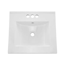 20.08" x 18.31" Rectangular Semi-Recessed Bathroom Sink White Ceramic Basin with Overflow 3-Hole Faucet