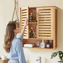 Bathroom Wall Cabinet 2 Doors Adjustable Shelf Over-the-Toilet Wall Mounted with Shelves & Open Partition