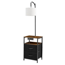 2-Tier Floor Lamp Table with Drawers & Charging