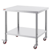 36 X 30 In Stainless Steel Work Table with 4 Wheels  for Commercial Kitchen Restaurant GZT9176JL
