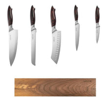 6-Piece High Carbon Stainless Steel Kitchen Knife Set with Magnetic Walnut Knife Holder