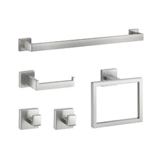 Brushed Nickel 5-Piece Bathroom Hardware Set 24-inch Towel Bar Towel Rack 2 Robe Hooks Toilet Paper Holder Wall Mounted