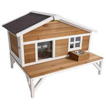 Insulated Elevated Cat House with Foam Waterproof Wooden Shelter 43.5" x 33.5" x 31"