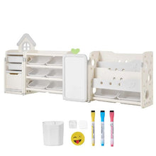 Kids Toy Storage Organizer with Bookshelf & Drawing Board