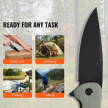Folding Pocket Knife 3.5" D2 Steel Blade G10 Handle EDC Knife with Clip