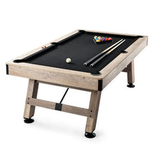 7ft Billiards Pool Table – Wood Finish Black Cloth for Family Game Room Kids Adults