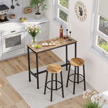 Sturdy Metal Frame High Top Pub Table – 39"x16"x35.5" – Rustic Brown & Black – Easy to Assemble Bar Height Cocktail Counter for Living Room & Parties