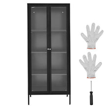 66-Inch Lighted Display Cabinet with Glass Door 4-Tier Curio Cabinet with Adjustable Shelves