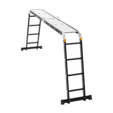 7-In-1 Folding Ladder 15.5 FT Extension Ladder A-Frame 4-Step Telescoping Ladder with Scaffolding Plank 330 LB Capacity