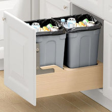 Wood Pullout Trash Can 35 QT x2 with Soft Close Sliding System & Door Kit