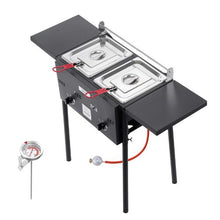 Dual-Tank Propane Deep Fryer 8 Qt x 2 Stainless Steel Fryer with Dual Baskets & Heat Control