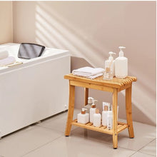 Waterproof Bamboo Bath Bench with Storage Shelf 330 LB Capacity for Bathroom & Outdoor