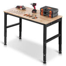 48 x 20-Inch Adjustable Workbench 2000 LBS Capacity Height Adjustable Oak Wood Top Power Outlets