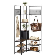Corner Hall Tree with Shoe Bench & Hooks 70.9" Entryway Coat Rack Organizer Rustic for Entrance Closet Office (Brown)