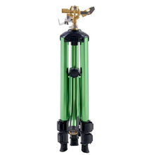 Impact Tripod Sprinkler Brass 360° Irrigation Sprinkler with Adjustable Height & 3/4" Connector for Yard (Green)