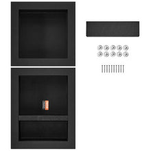 16 x 16 & 16 x 20 Inch Recessed Shower Niche Triple Shelf Waterproof Ready for Tile (Black)