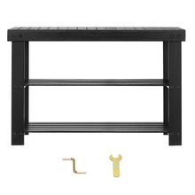 3-Tier Bamboo Shoe Rack Bench Entryway Storage Organizer Holds for Front Door Hallway Living Room Bedroom (Black)