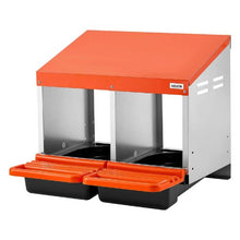 2-Compartment Chicken Nesting Box Wall-Mount Roll-Away Egg Laying Box Galvanized Steel & Plastic Easy Egg Collection for Chickens (Orange)