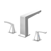 Roman Tub Faucet 3-Hole Waterfall Bathtub Faucet 2 Handles Deck Mount Right-Angle Spout (Silver)