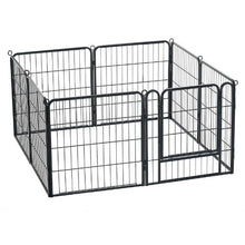 Dog Playpen 24" 8-Panel Foldable Metal Pet Fence with Door Indoor/Outdoor (Black)