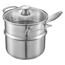 2.5 QT Stainless Steel Saucepan with Steamer with Glass Lid for for Oven Dishwasher Induction Cooker