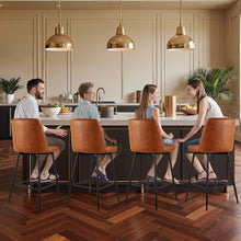 27-Inch Modern Bar Stool Set of 4 with Backrest Metal Legs Easy Assembly Armless Bar Chair for Bar and Cafe (Brown)