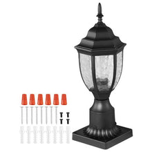 2 Pack Dusk to Dawn Outdoor Post Light 15.35 in Waterproof Lamp Post Fixtures with Glass Shade for Garden Pathway