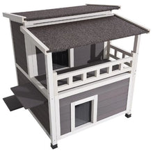 2-Story Insulated Cat House with Balcony Foam Insulation Waterproof Shelter for 1-3 Cats 33" x 29.5" x 32"