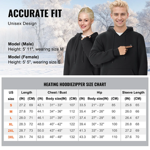 7.4V Battery-Powered Electric Heated Pullover Sweatshirt for Men & Women, 5 Heating Zones, Lightweight Warm Outdoor Hoodie, Size XXXL, Black