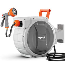 65 ft Retractable Garden Hose Reel 1/2" Wall-Mounted Hose Reel with 9-Pattern Nozzle & 180° Swivel Bracket