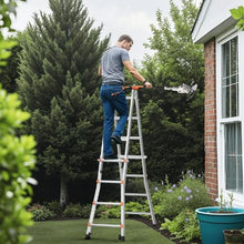 20 FT Telescoping A-Frame Ladder Compact Aluminum Extension Ladder 330 LB Capacity