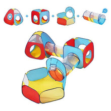 5-in-1 Kids Play Tent Set with Tunnel and Basketball Hoop for Boys Girls