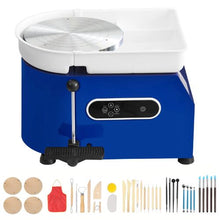 Pottery Wheel 450W 11" Clay Forming Machine 60-300 RPM Pedal Control Detachable Basin (Blue)